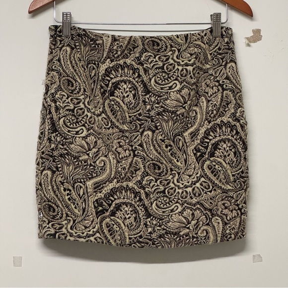 Guess Beaded Jacquard Mini Skirt Paisley Gold Black 10 - Picture 1 of 4